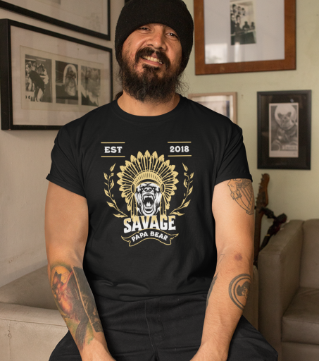 Savage Papa Bear Native American Shirt Father's Day Gift Shirt (customizable)