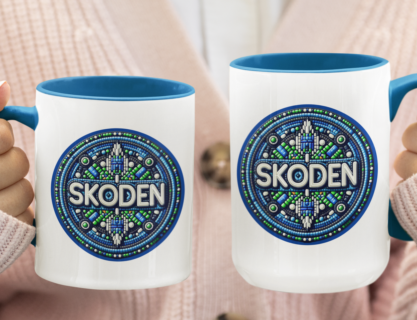 SKODEN 11 oz or 15 oz Coffee Mug – Double-Sided Mug with Native American Mosaic Beaded Image SKODEN - Rezilliant Apparel