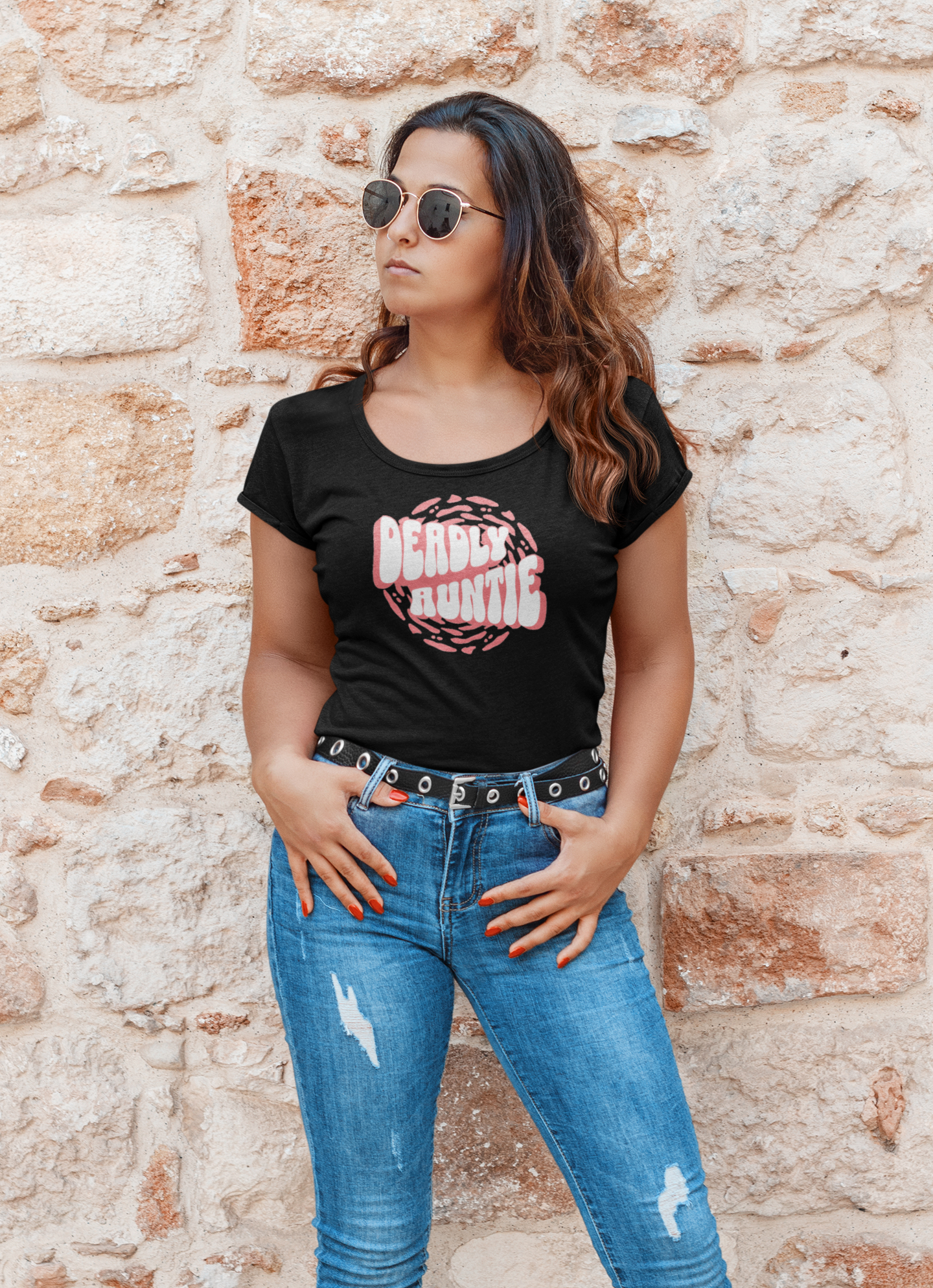 DEADLY AUNTIE –Native American Shirt Scoop Neck (color options) - Rezilliant Apparel