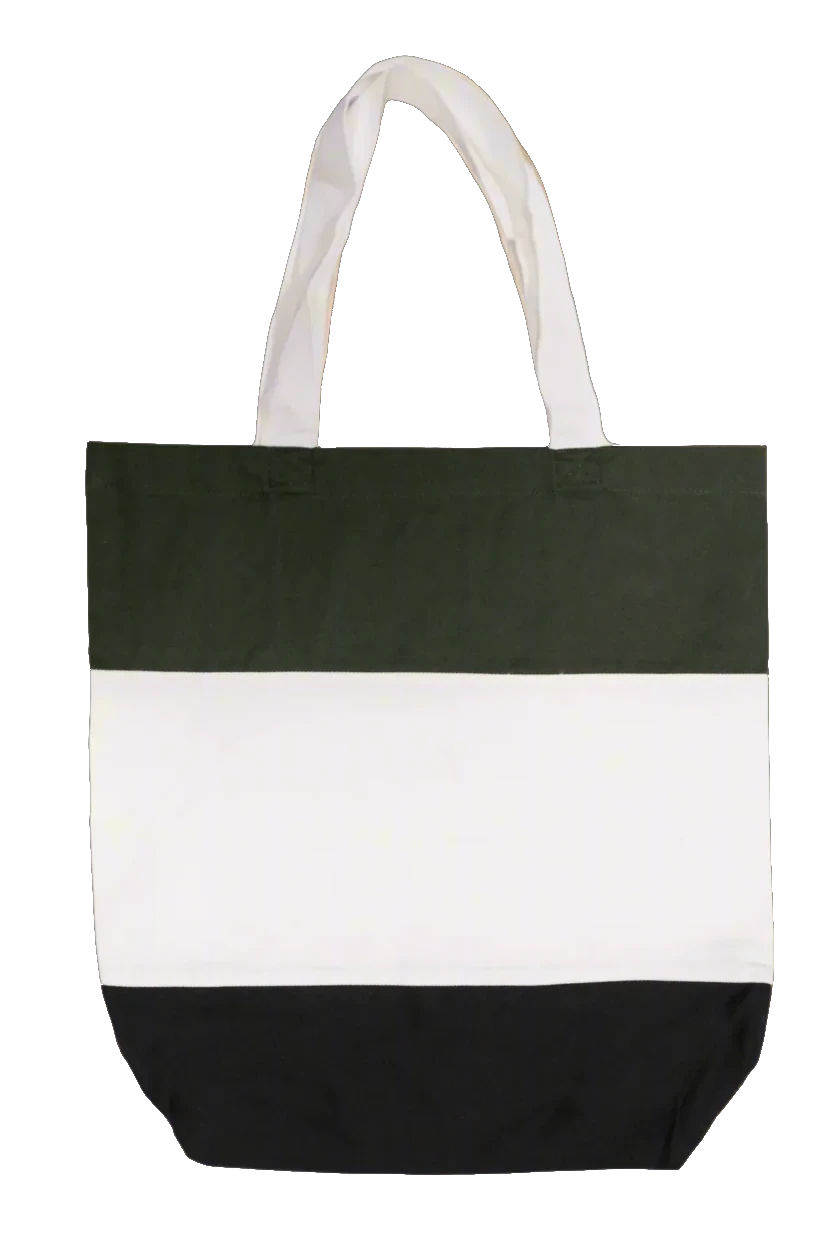 Custom Embroidered Tote Bag - Your Logo or Image Embroidered on Tri-Color Canvas Tote Bag - Rezilliant Apparel