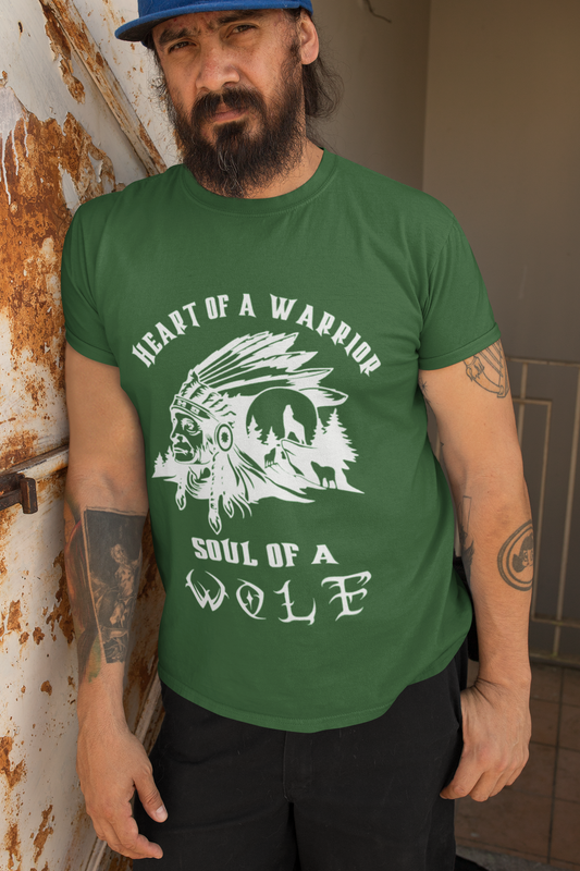 Heart of a Warrior Soul of a Wolf Native American Shirt (multiple color options)