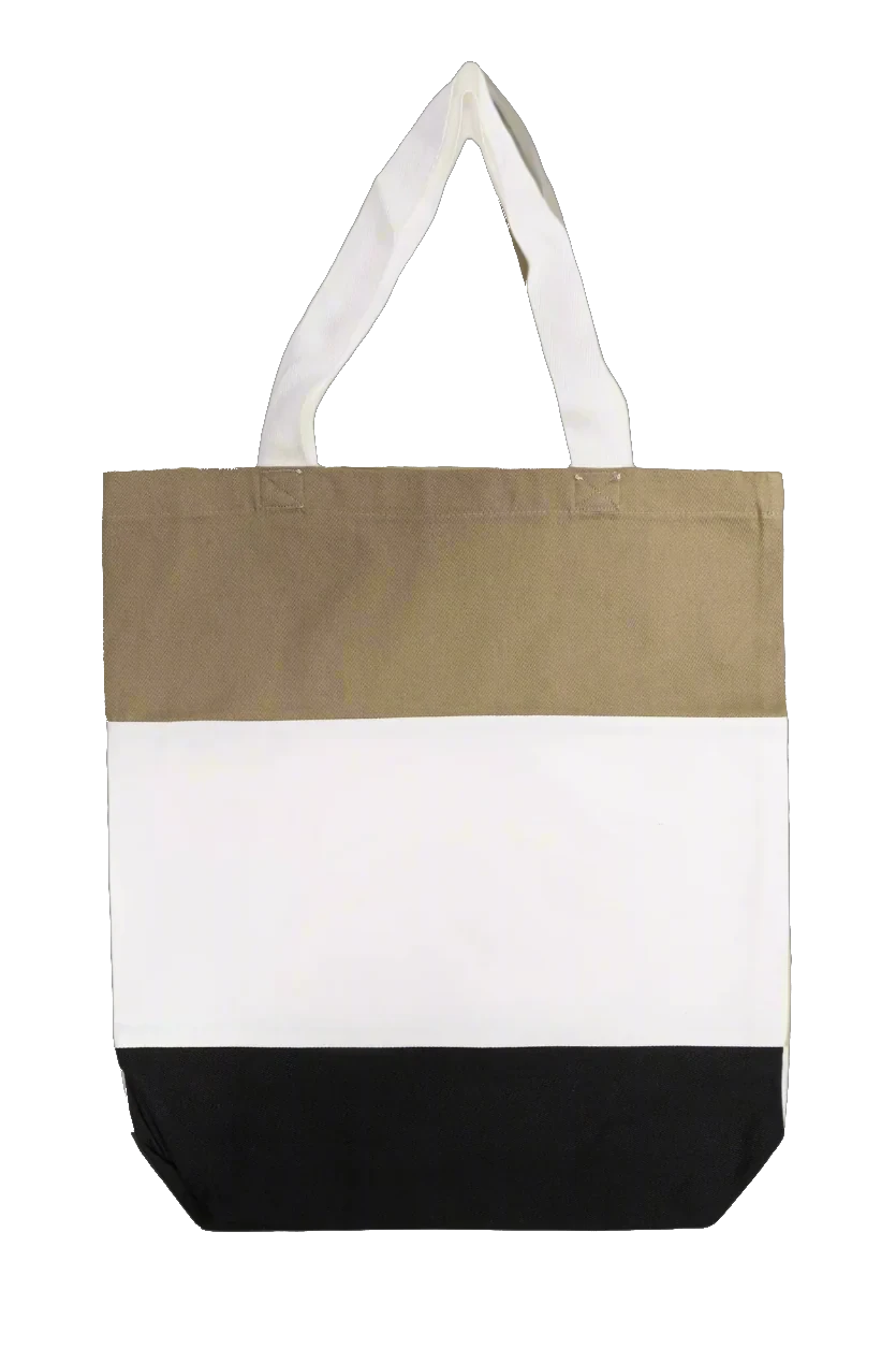 Custom Embroidered Tote Bag - Your Logo or Image Embroidered on Tri-Color Canvas Tote Bag - Rezilliant Apparel