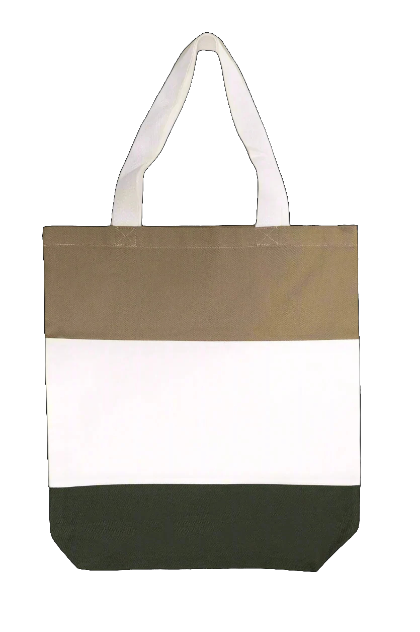 Custom Embroidered Tote Bag - Your Logo or Image Embroidered on Tri-Color Canvas Tote Bag - Rezilliant Apparel