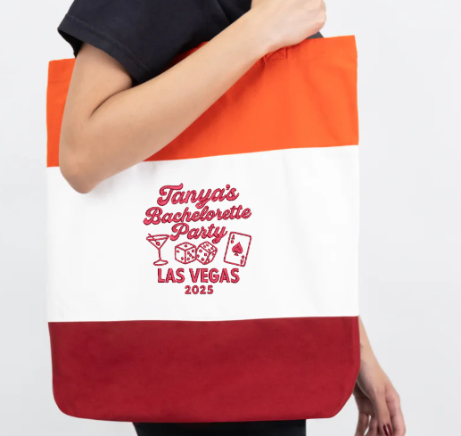 Custom Embroidered Tote Bag - Your Logo or Image Embroidered on Tri-Color Canvas Tote Bag - Rezilliant Apparel