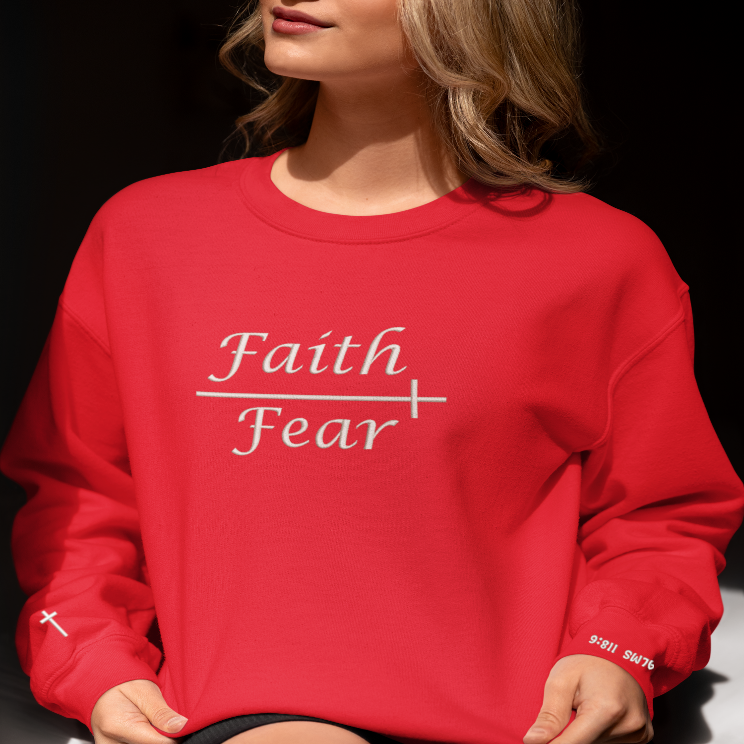 Faith Over Fear Pslams 118:6 Embroidered Sweatshirt - Rezilliant Apparel