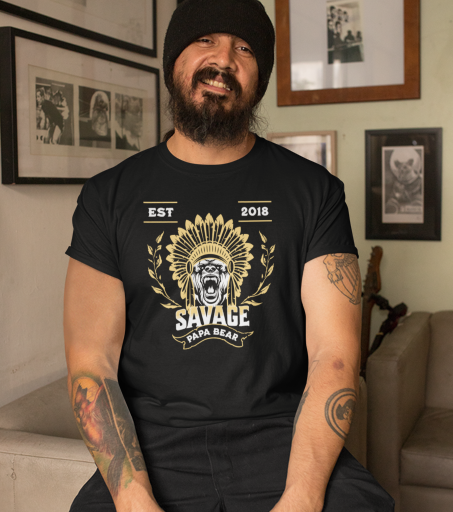 Savage Papa Bear Native American Shirt Father's Day Gift Shirt (customizable) - Rezilliant Apparel