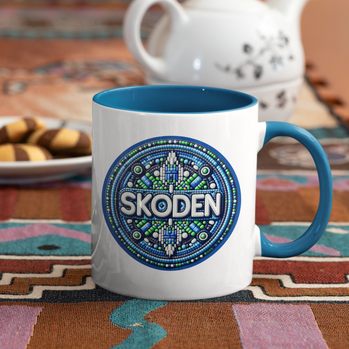 SKODEN 11 oz or 15 oz Coffee Mug – Double-Sided Mug with Native American Mosaic Beaded Image SKODEN - Rezilliant Apparel