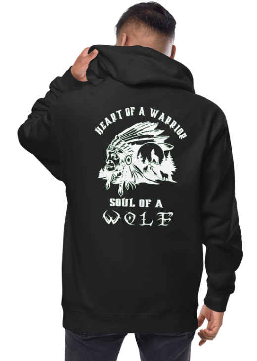 Heart of a Warrior Soul of a Wolf Hoodie Native American Zip Up Hoodie - Rezilliant Apparel