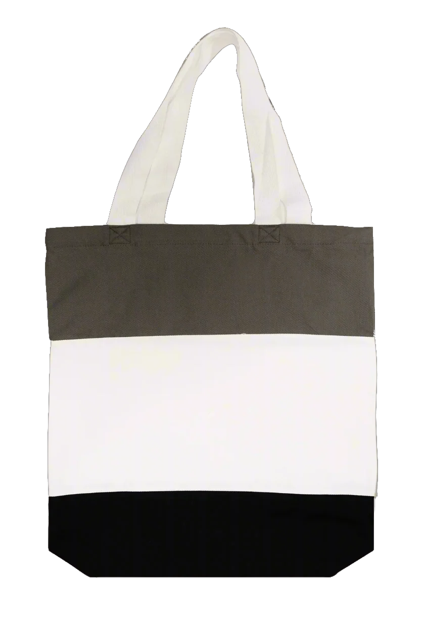 Custom Embroidered Tote Bag - Your Logo or Image Embroidered on Tri-Color Canvas Tote Bag - Rezilliant Apparel