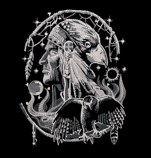 Shaman and Raven Native American Embroidered Shirt - Rezilliant Apparel